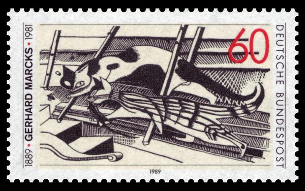 "Cats in the Attic" woodcut by Gerhardt Marcks