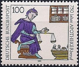 Pharmacist : Miniature from 13th-century French Code