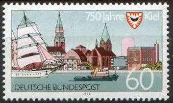 City and harbor view, city coat of arms