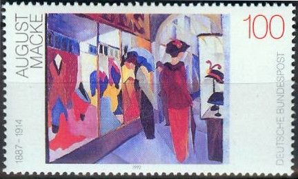 "Fashion Shop" painting by August Macke