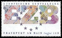Euro Banknotes forming "EZB" - European Central Bank
