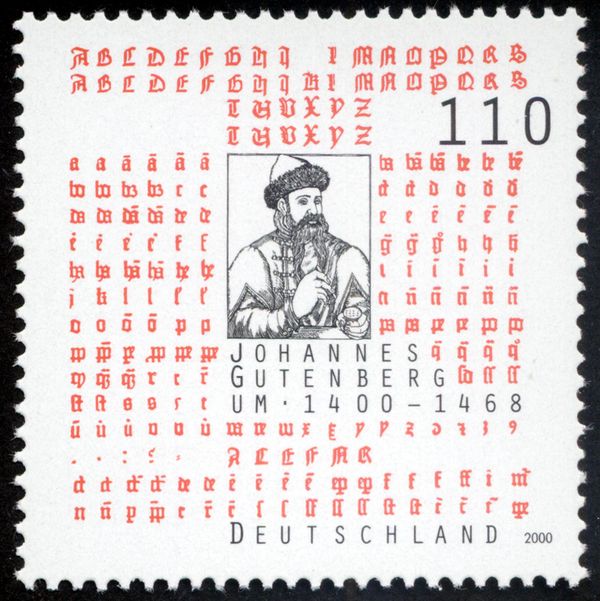 Johannes Gutenberg and printing characters