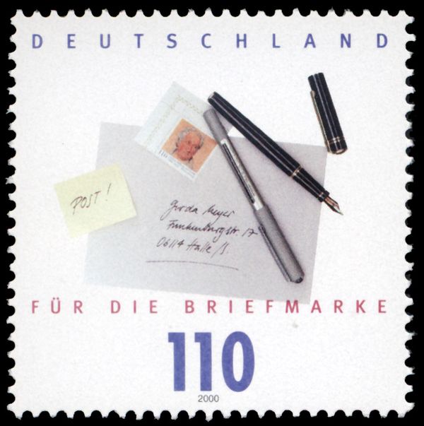 Pens, Envelope and 1999 110pf. Stamp