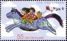 Drawing of children on horse and mouse