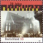 Crowd and Nikolai Church, Leipzig