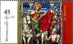 Detail from stained glass window in St Martin's Church, Nett