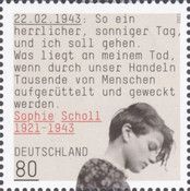 Sophie Scholl(1921-1943), Resistance Leader, Birth Centenary