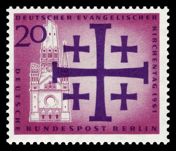 Ruins of the Kaiser Wilhelm Memorial Church, five crosses