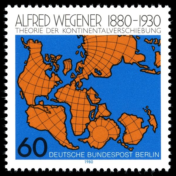 Map showing Wegener's Theory of Continental Drift