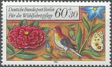 Flowers, bird and butterfly