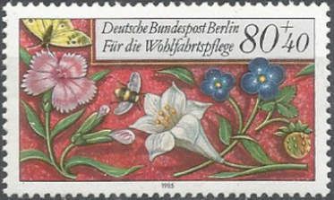 Flowers, bee and butterfly