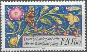 Flowers, berries, butterfly and snail