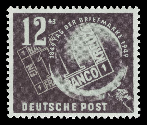 First Bavarian stamp under a magnifying glass