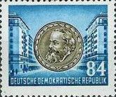 Karl-Marx-Allee (Stalinallee), Berlin; Karl Marx medallion