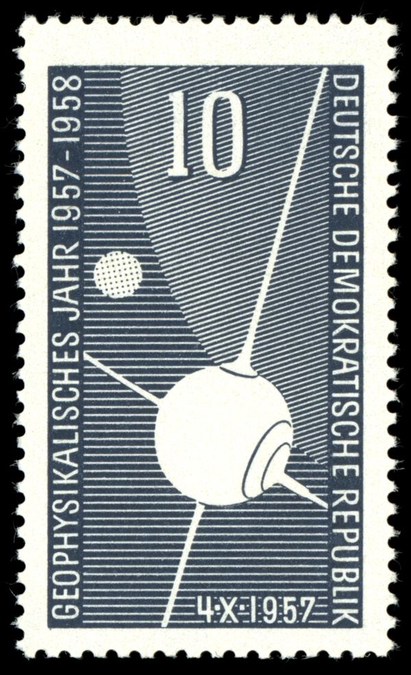 Artificial Satellite Sputnik I; Part of the Earth, Moon