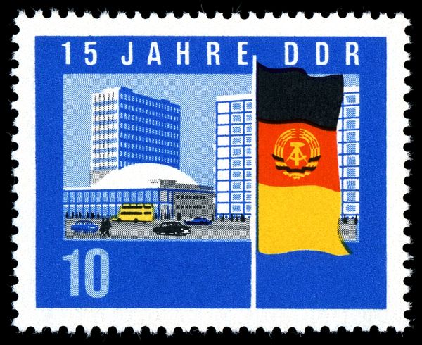 Flag in Front of New Buildings at the Alexanderplatz, Berlin