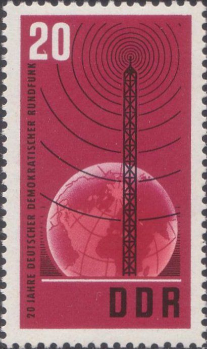Transmitter mast in front of globe