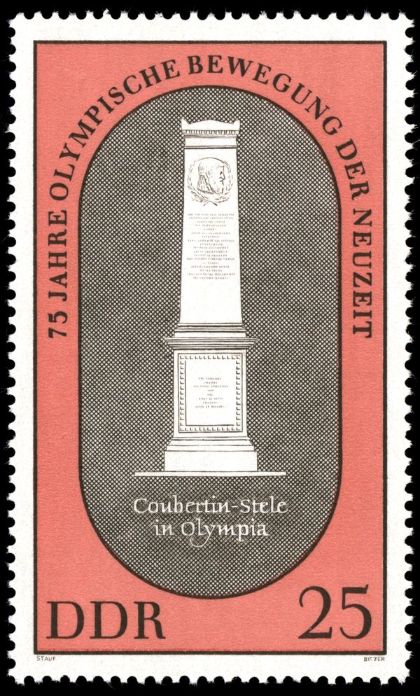 Coubertin Stele in the Grove of Olympia (Greece)