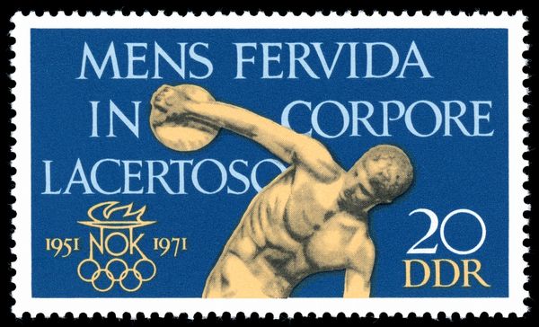 Myron's Discobolus, NOK Logo, Saying by Pierre de Coubertin