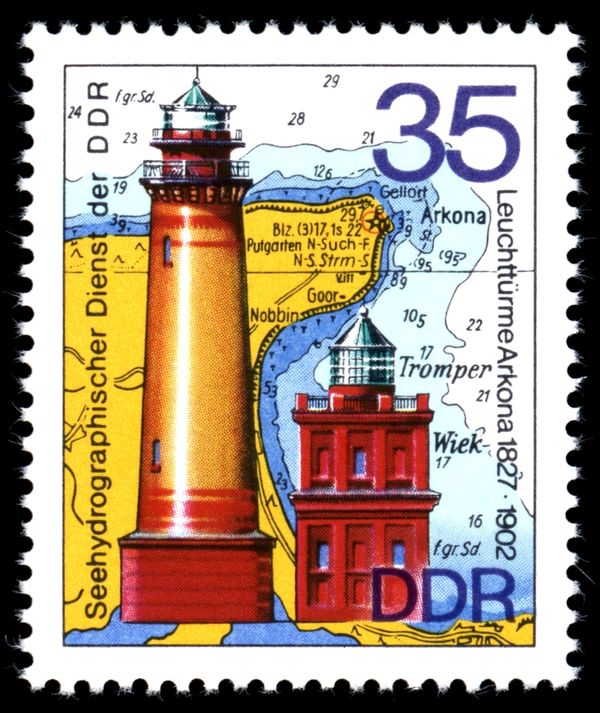 Arkona Lighthouse in 1827 and 1902
