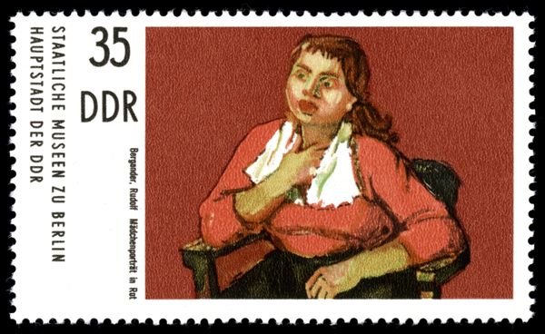 Girl's Portrait in Red, Rudolf Bergander
