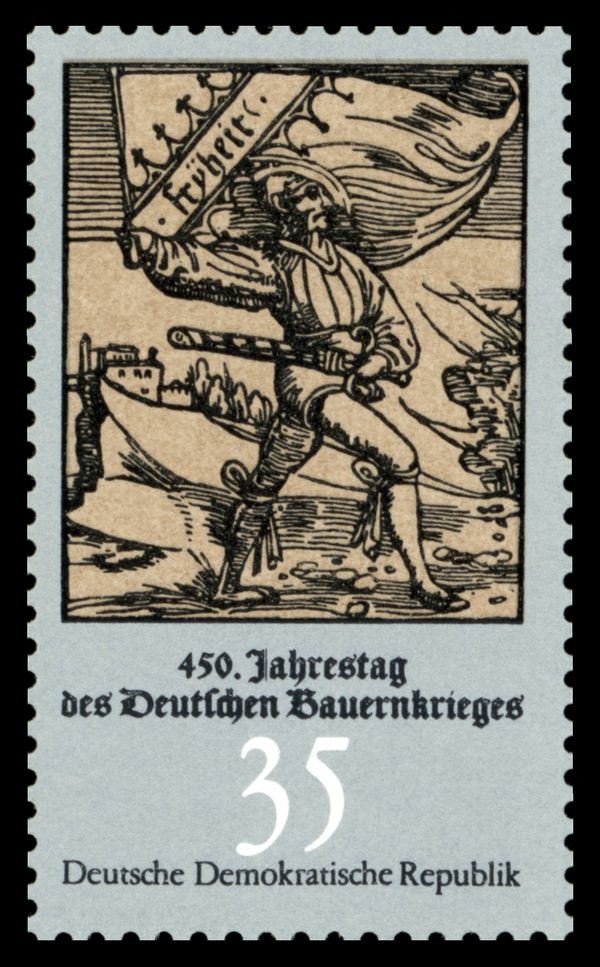 Revolutionary farmer with storm flag
