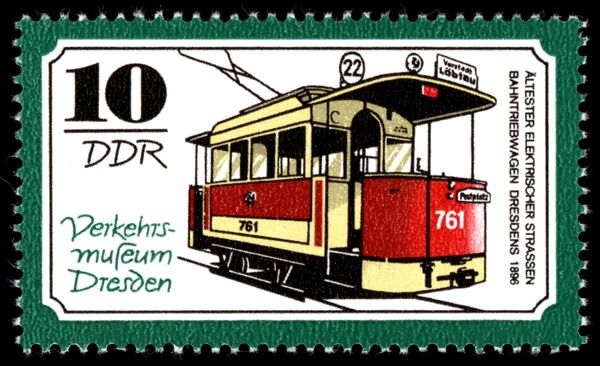 Electric streetcar motor coach in 1896