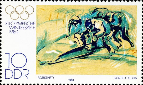Bobstart; Oil pastel by Günther Rechn (*1944)