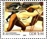 Female skiers; Oil painting by Lothar Zitzmann (1924-1977)