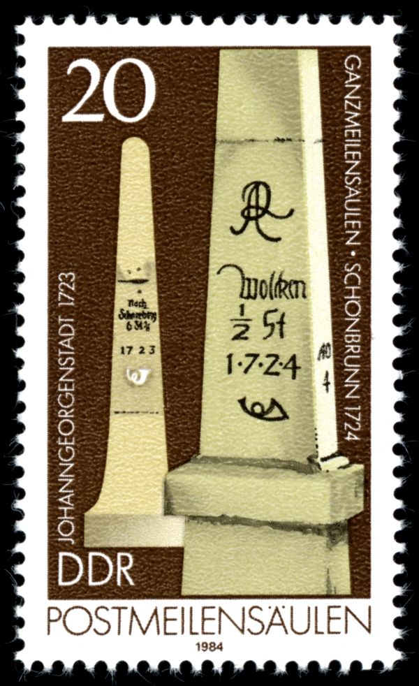 Milestones, Johanngeorgenstadt (1723) and Schönbrunn (1724)