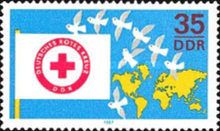 Red Cross flag, dove of peace