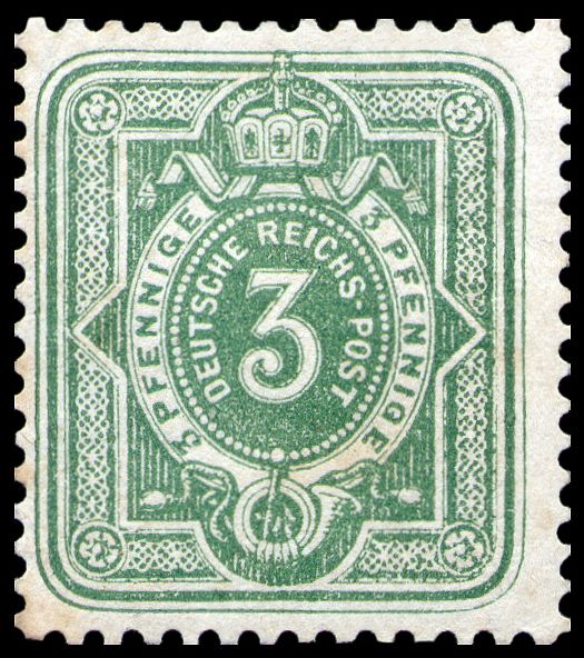 Digit in oval, crown, PFENNIGE