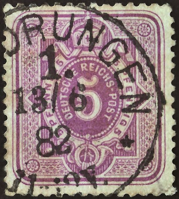 Digit in oval, crown, PFENNIG
