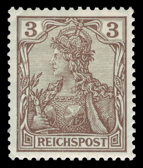 Germania with imperial crown, inscription 'REICHSPOST'