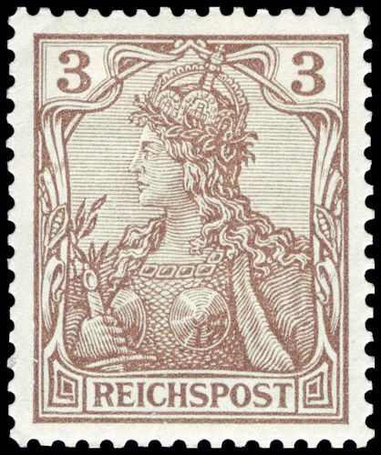 Germania with imperial crown, inscription 'REICHSPOST'