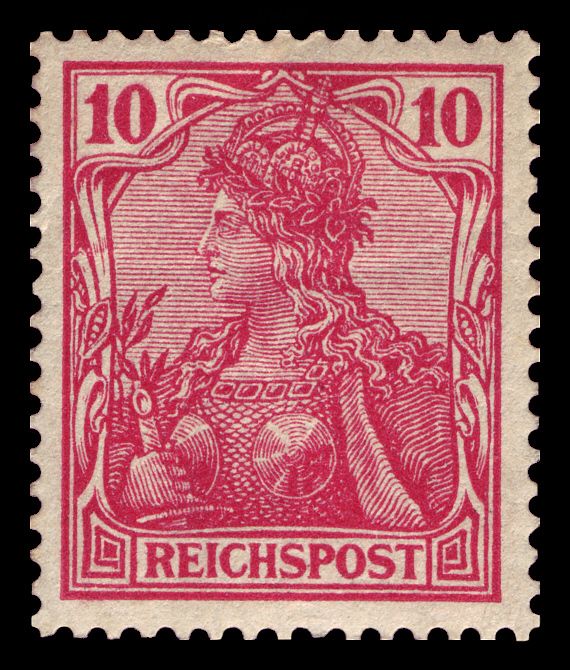 Germania with imperial crown, inscription 'REICHSPOST'