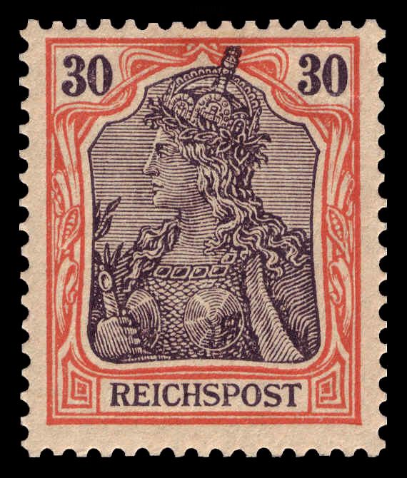 Germania with imperial crown, inscription 'REICHSPOST'
