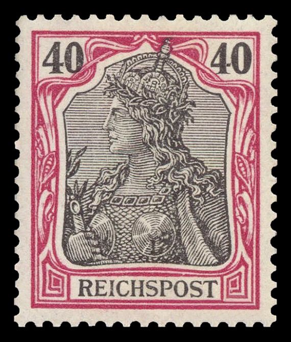 Germania with imperial crown, inscription 'REICHSPOST'