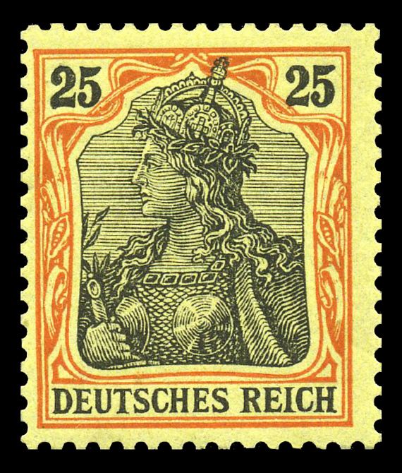 Germania with imperial crown, hatched background