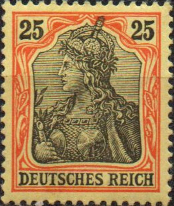 Germania with imperial crown, hatched background