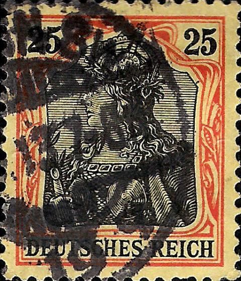 Germania with imperial crown, hatched background