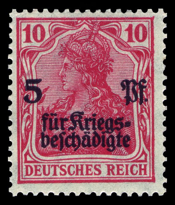 War Wounded Fund. Surch 5 Pf. for War Damage