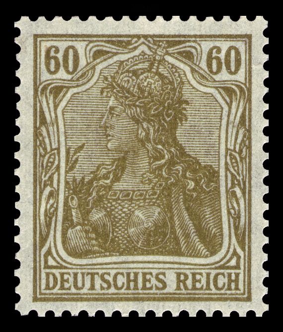 Germania with the imperial crown, hatched background