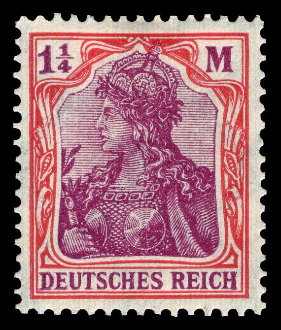 Germania with the imperial crown, hatched background