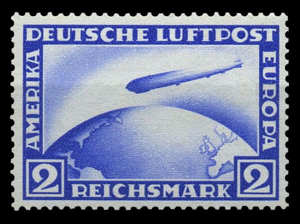Airship "Graf Zeppelin L.Z. 127" over globe