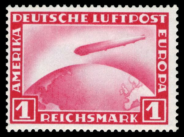 Airship "Graf Zeppelin LZ 127" over globe