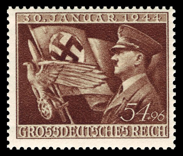Adolf Hitler with flag and eagle