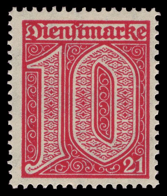 Official Stamp for Prussia - figures '21' in the corners