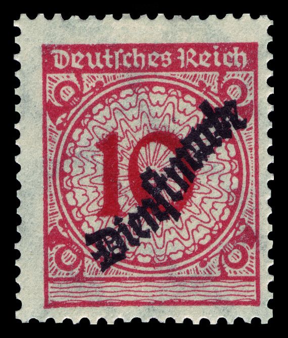 Official Stamp with black snake-shaped overprint