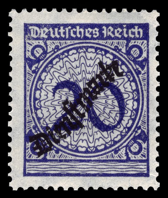 Official Stamp with black snake-shaped overprint